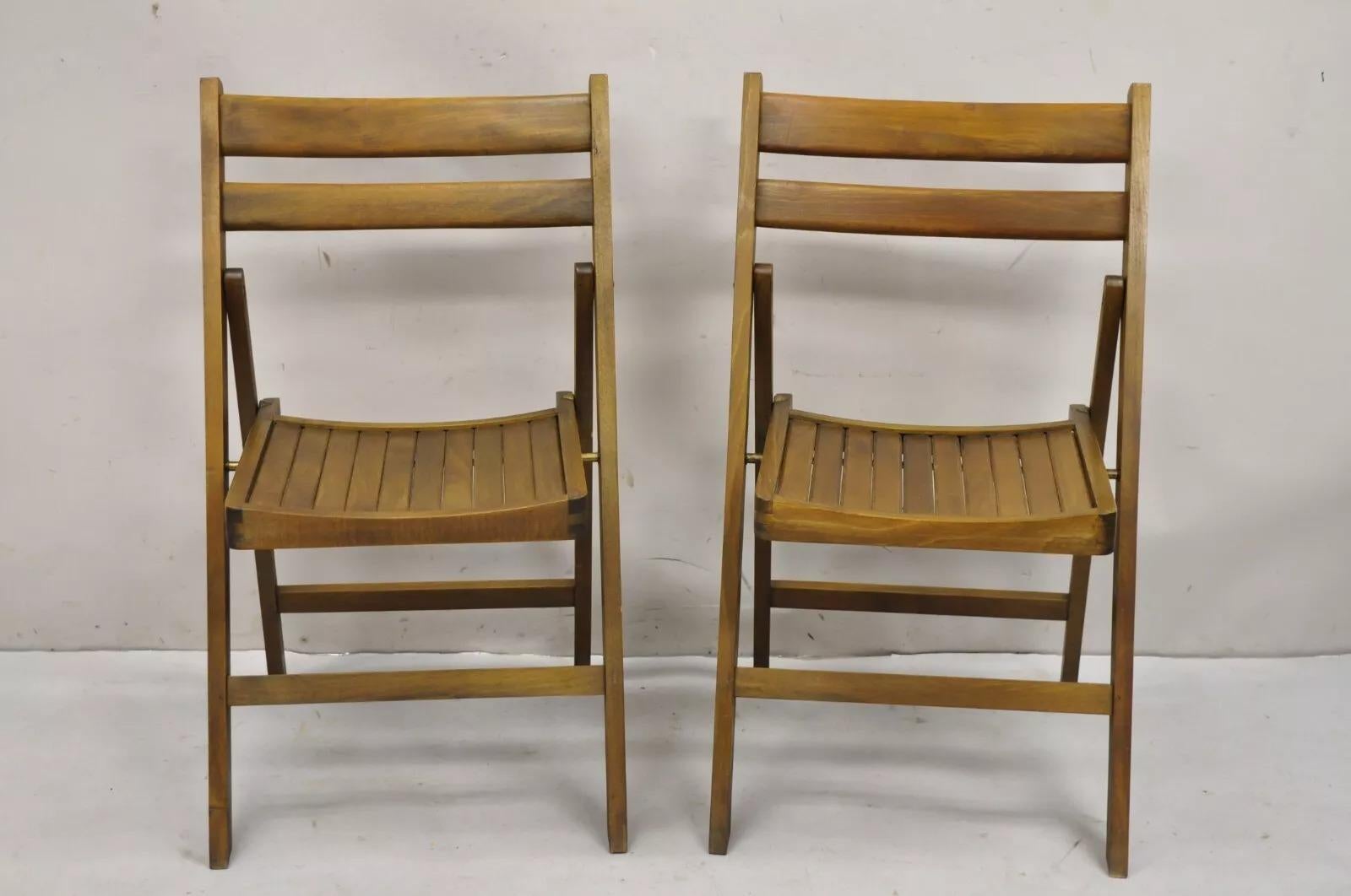 Mid-Century Modern Chaises pliantes à lattes en bois massif modernes du milieu du siècle dernier, lot de 6 en vente