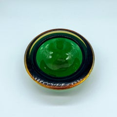 Vintage Mid-Century Modern "Sommerso" Bowl in Green and Yellow Murano Glass