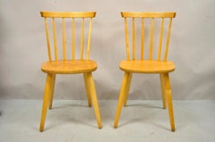 Vintage Mid Century Modern Spindle Back Birch Maple Side Chairs - a Pair