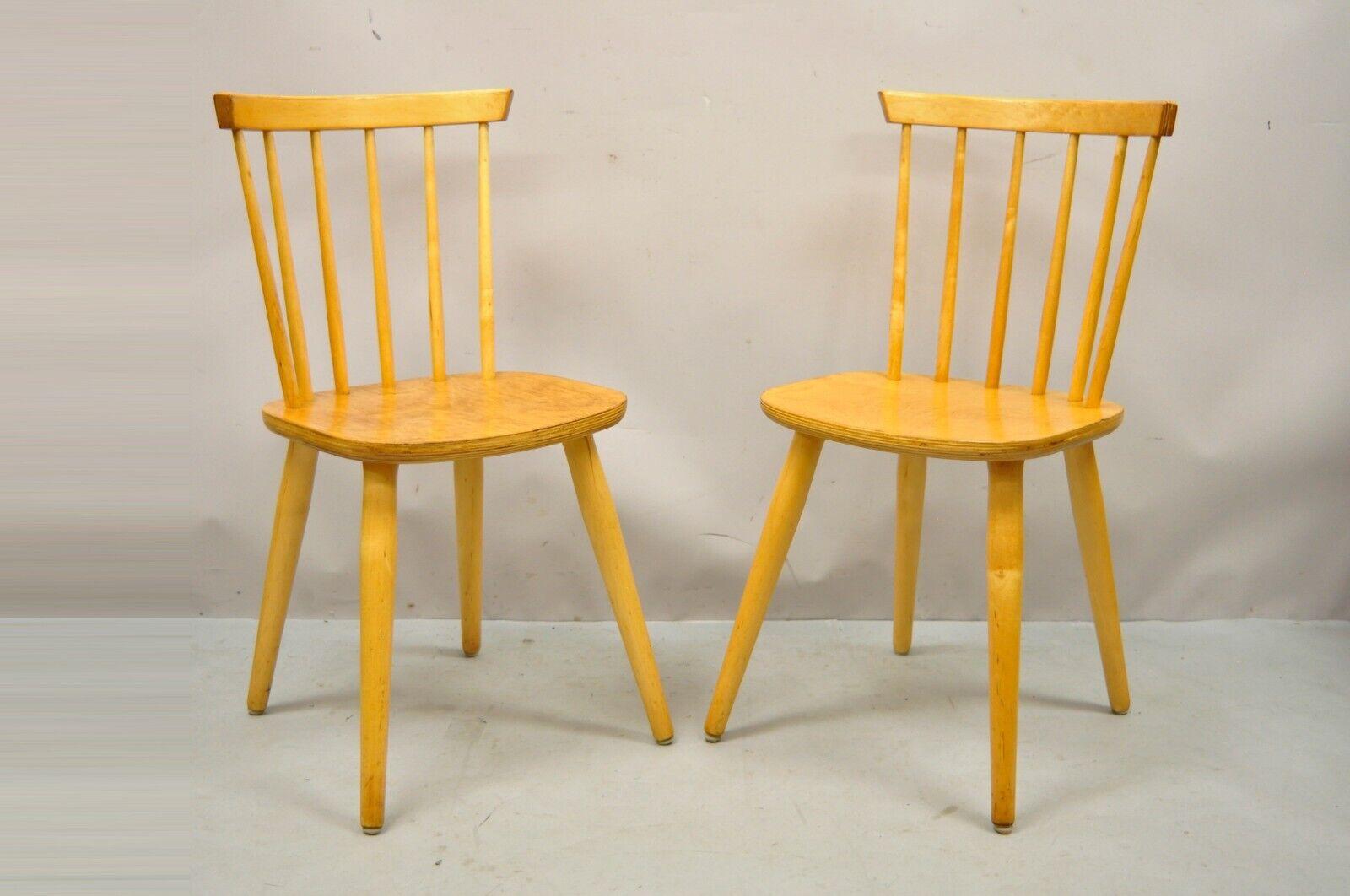 Vintage Mid-Century Modern Spindle Bush Birch Maple Side Chairs, a Pair For Sale 7