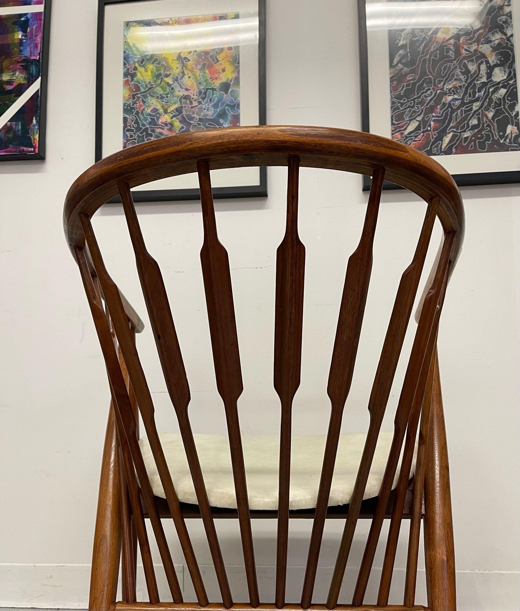 Walnut Vintage Mid Century Modern Spindled Drexel Declaration Captain’s Chair. For Sale
