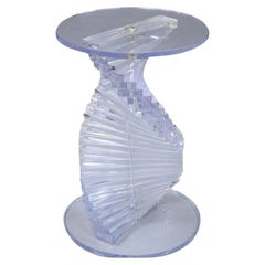 Vintage-Beistelltisch mit spiralförmigem gestapeltem Helix- Lucite-Sockel, Mid-Century Modern