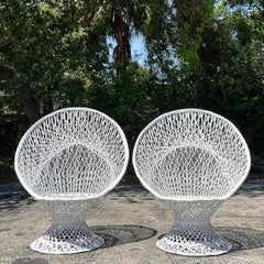 Vintage Mid-Century Modern Spun Fiberglass Peacock Chairs - Pair of 2