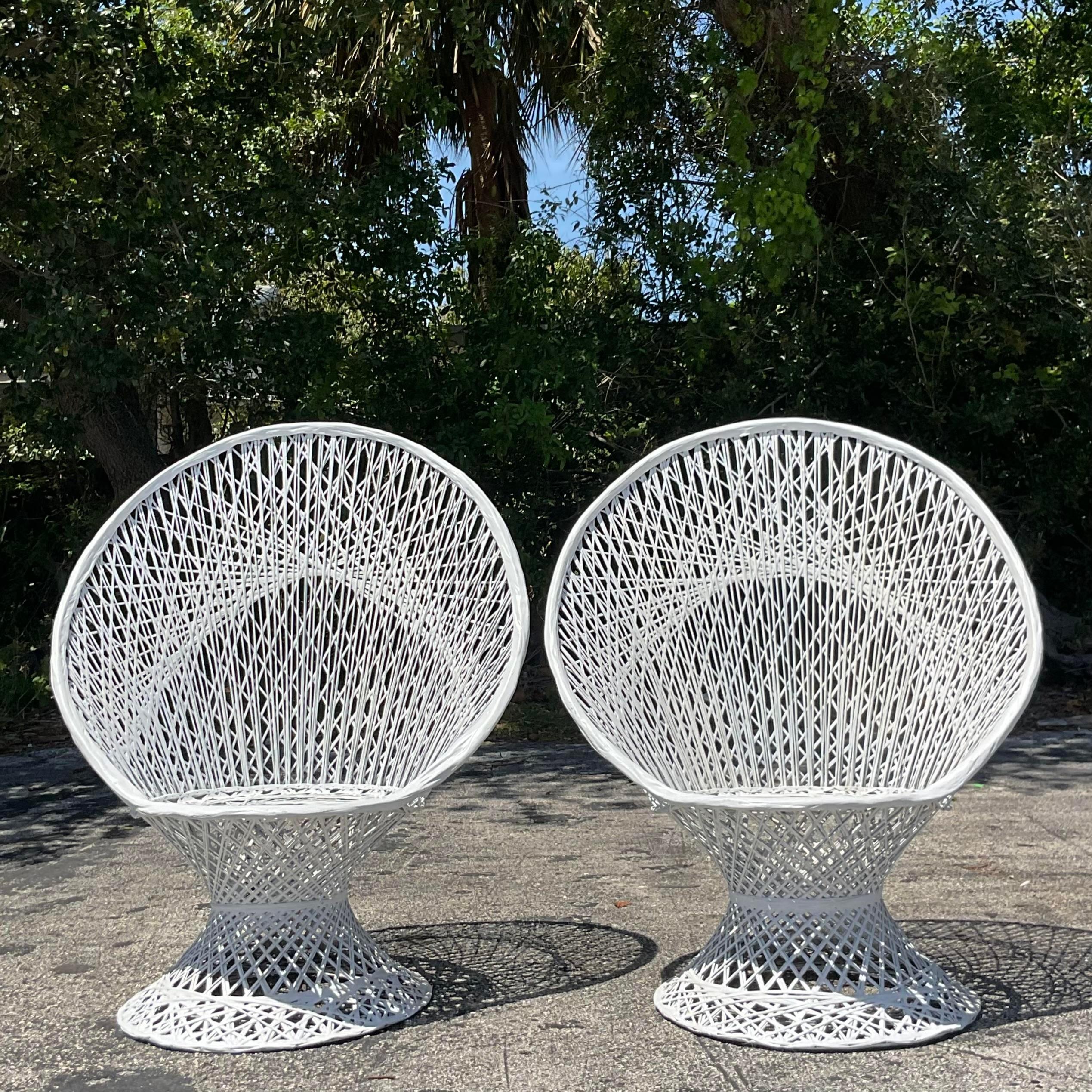 American Vintage Mid-Century Modern Spun Fiberglass Peacock Chairs - Pair of 2