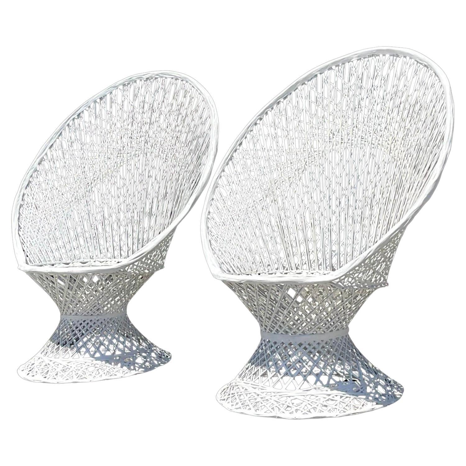 Vintage Mid-Century Modern Spun Fiberglass Peacock Chairs - Pair of 2