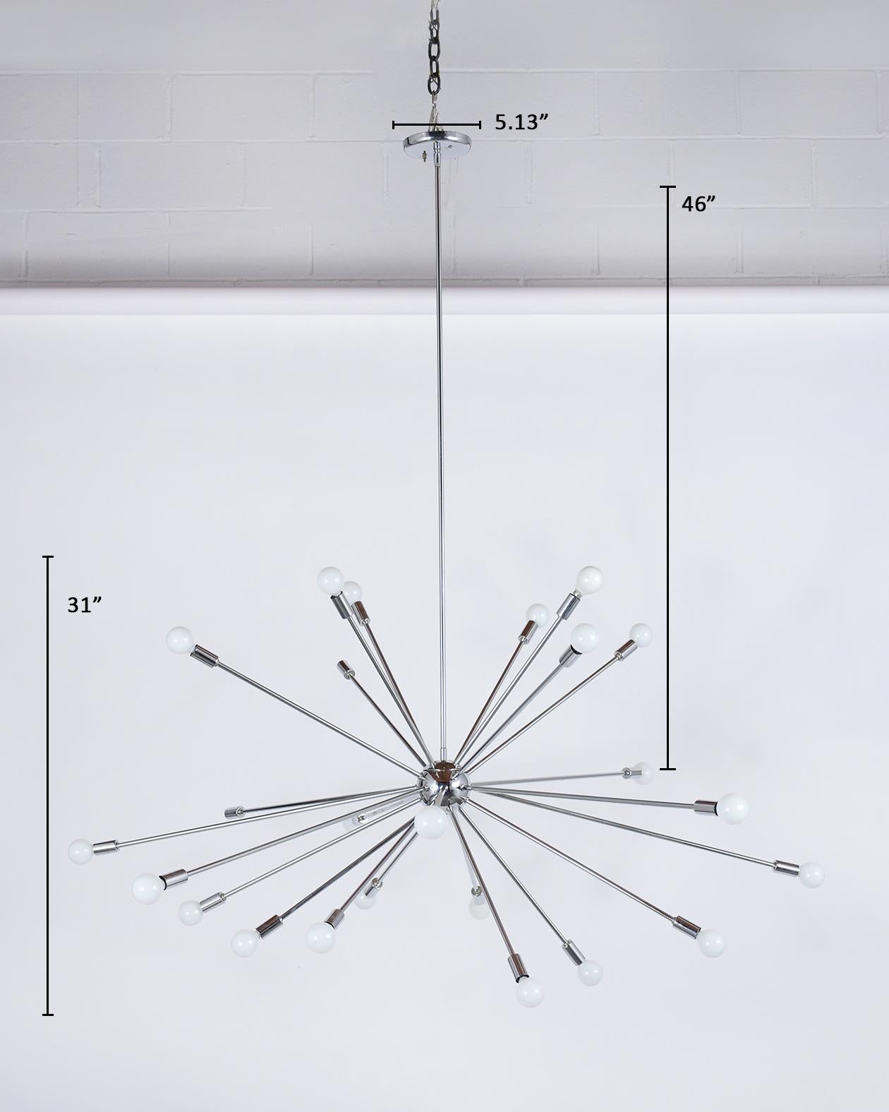 Vintage Sputnik-Kronleuchter: Moderne Beleuchtung aus der Mitte des Jahrhunderts restauriert (Space Age) im Angebot