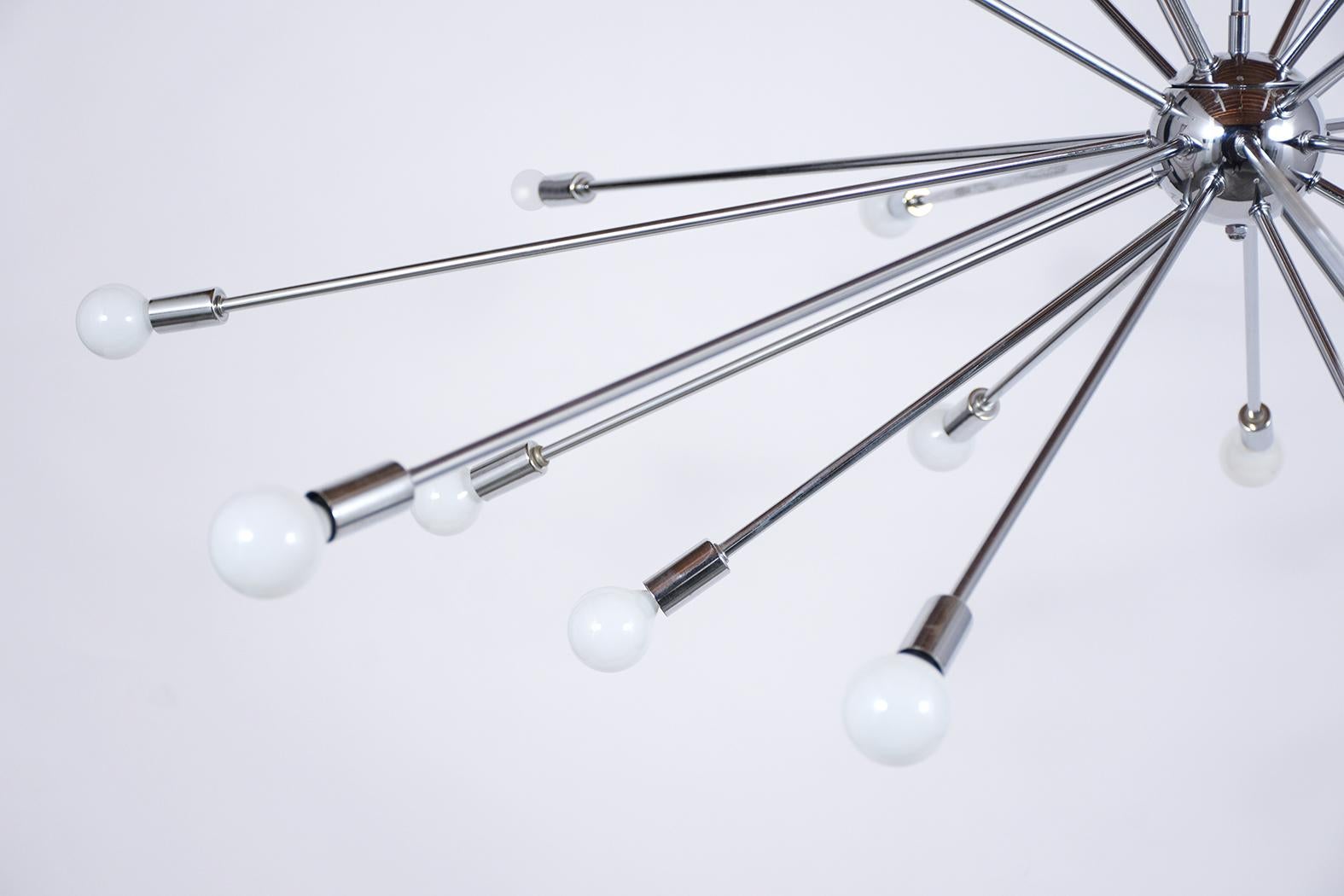 Late 20th Century Vintage Sputnik Chandelier: Mid-Century Modern Lighting Restored For Sale