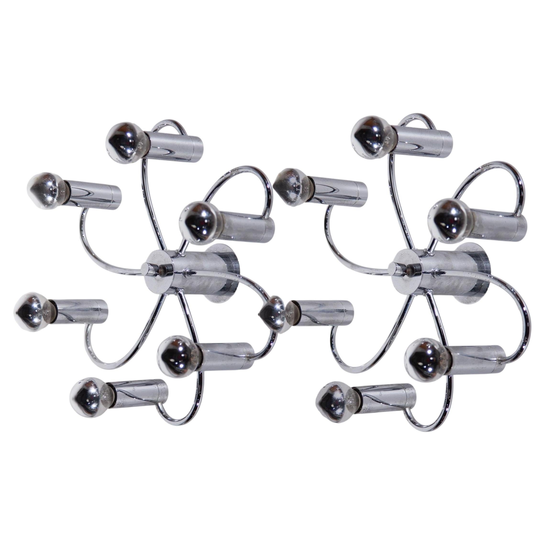 Vintage Mid-Century Modern "Sputnik" flush-mounts by Cosack Leuchten Set of Two For Sale