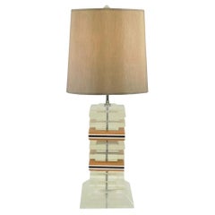 Vintage Mid Century Modern Stacked Lucite Acrylic Skyscraper Table Lamp