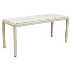 Vintage Mid Century Modern Steel Metal White Laminate Top Coffee Table Bench