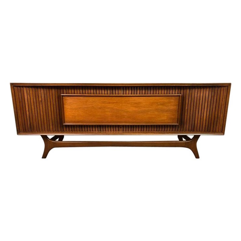 Vintage MidCentury Modern Stereo Console in Walnut by General Electric