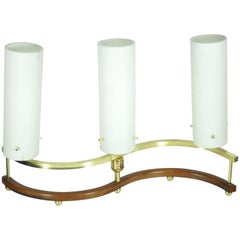 Vintage Mid-Century Modern Stilnovo Brass Teak Glass S Table Lamp Arteluce Era