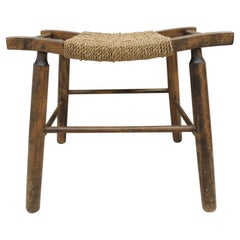 Vintage Mid-Century Modern Stool with Woven Twine Seat