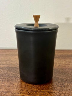 Vintage Mid-Century Modern Studio Ceramic Lidded Jar - Slate Black