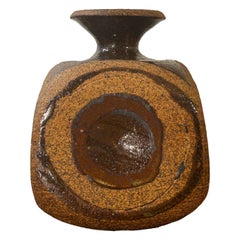 Vintage Mid-Century Modern Studio Ceramic Weed Pot Vase, Signed