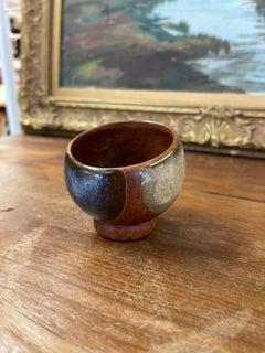 Vintage Mid Century Modern Studio Pottery Bowl with Earth Tone Glaze