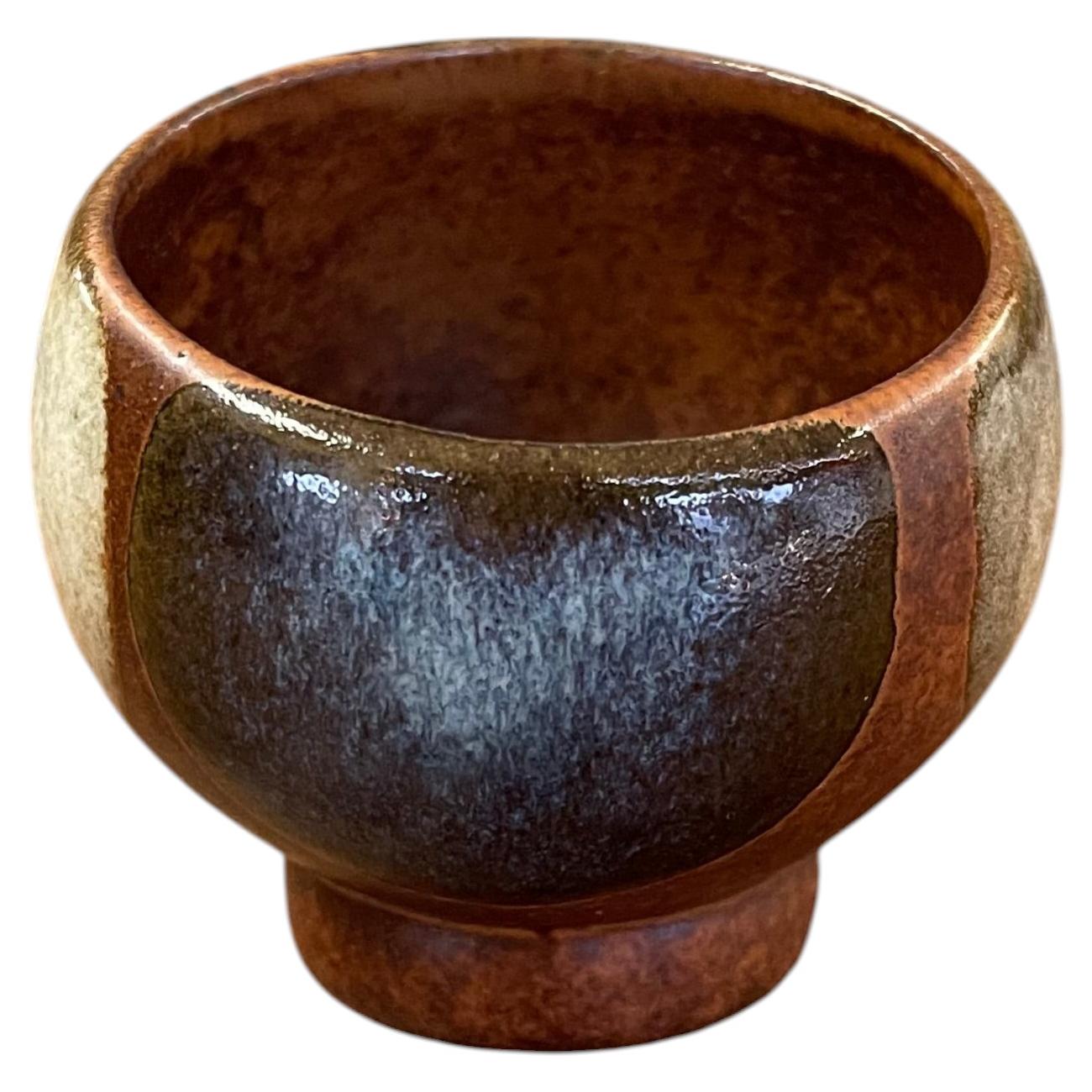 Vintage Mid Century Modern Studio Pottery Bowl with Earth Tone Glaze