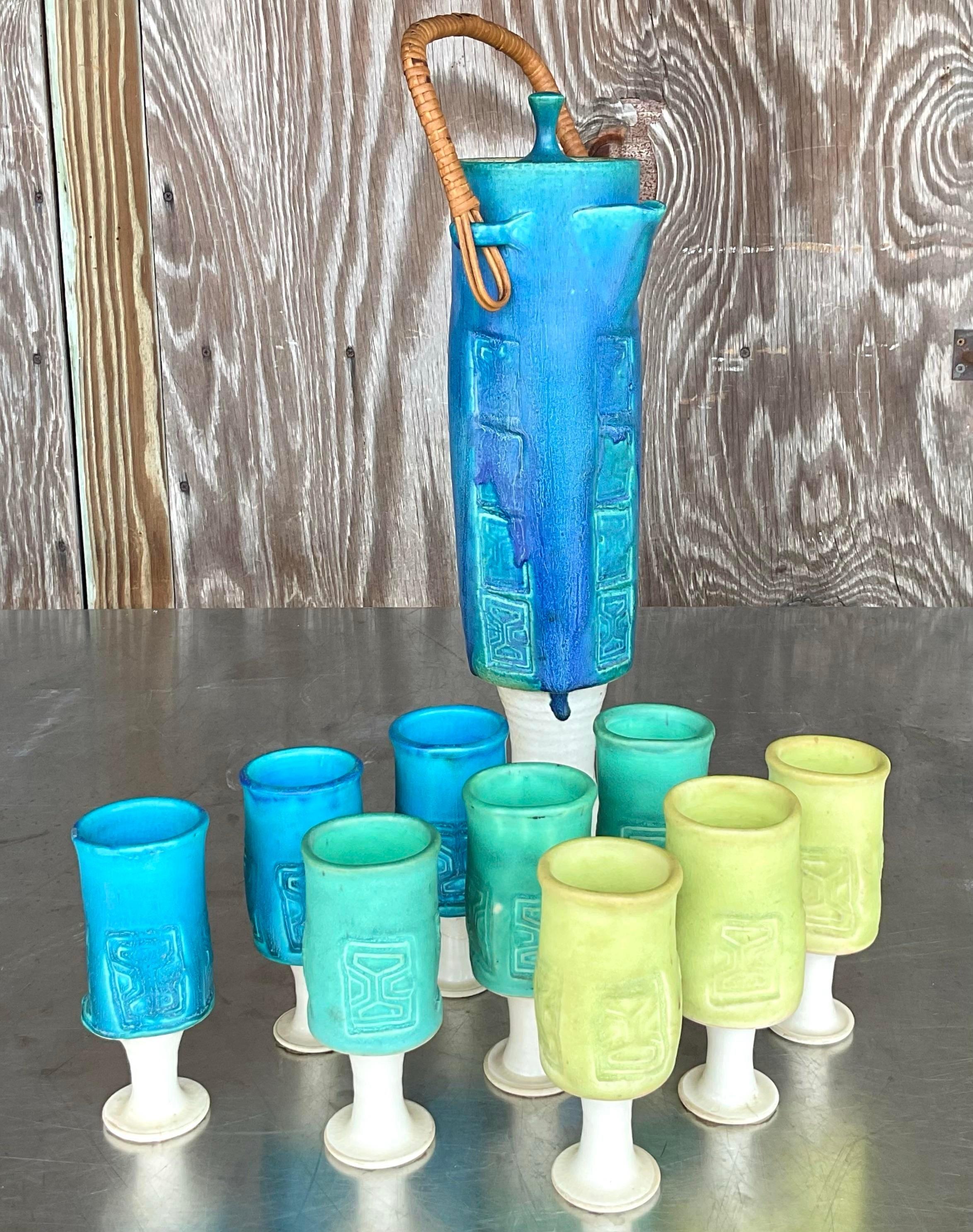 Vintage Mid-Century Modern Studio Pottery Pitcher Set - 11 Pieces im Angebot 1