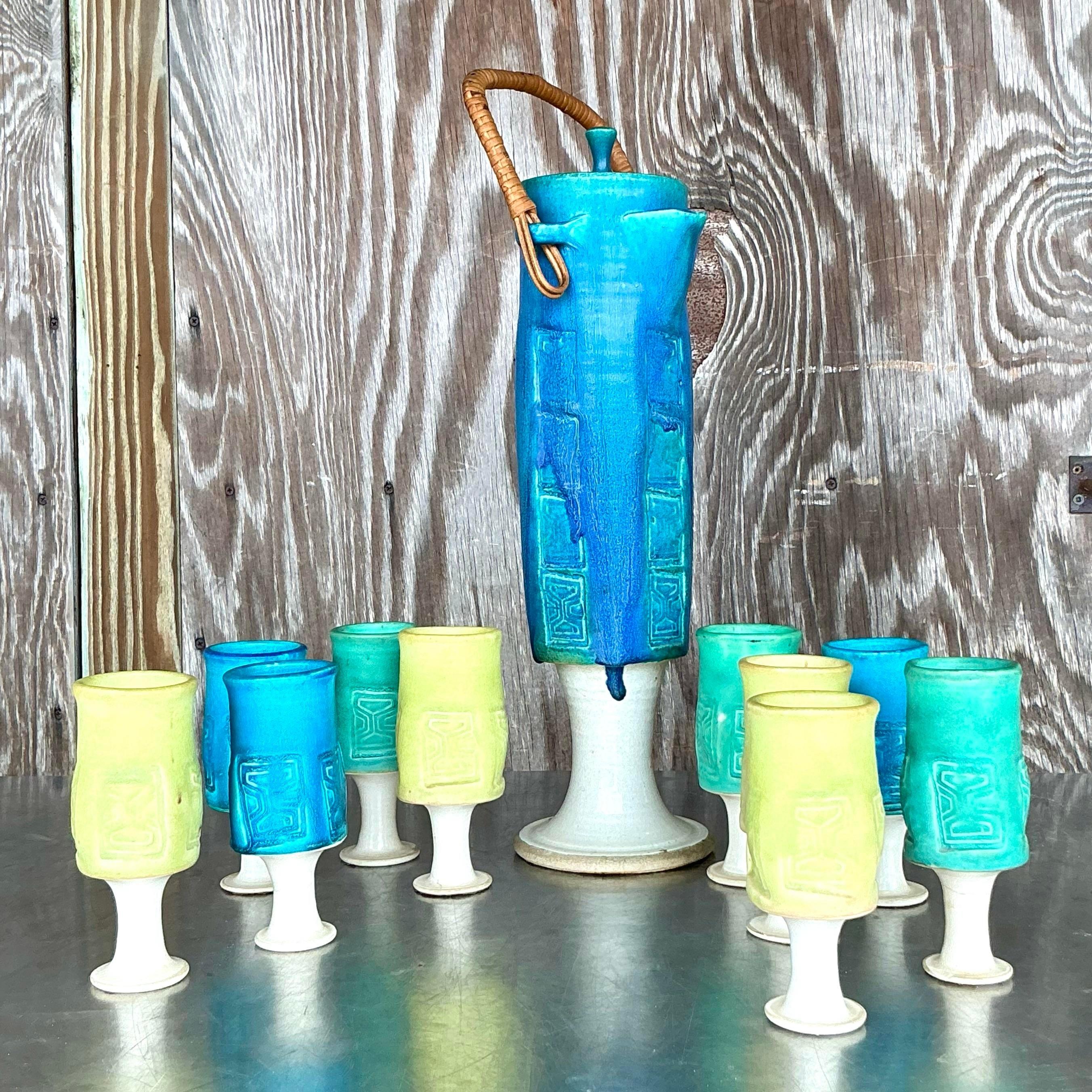 Vintage Mid-Century Modern Studio Pottery Pitcher Set - 11 Pieces im Angebot 2