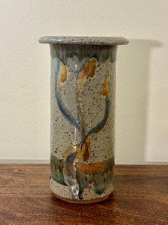Vintage Mid Century Modern Studio Pottery Vase, Signed Ceramic Vessel