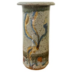 Vintage Mid Century Modern Studio Pottery Vase, Signed Ceramic Vessel