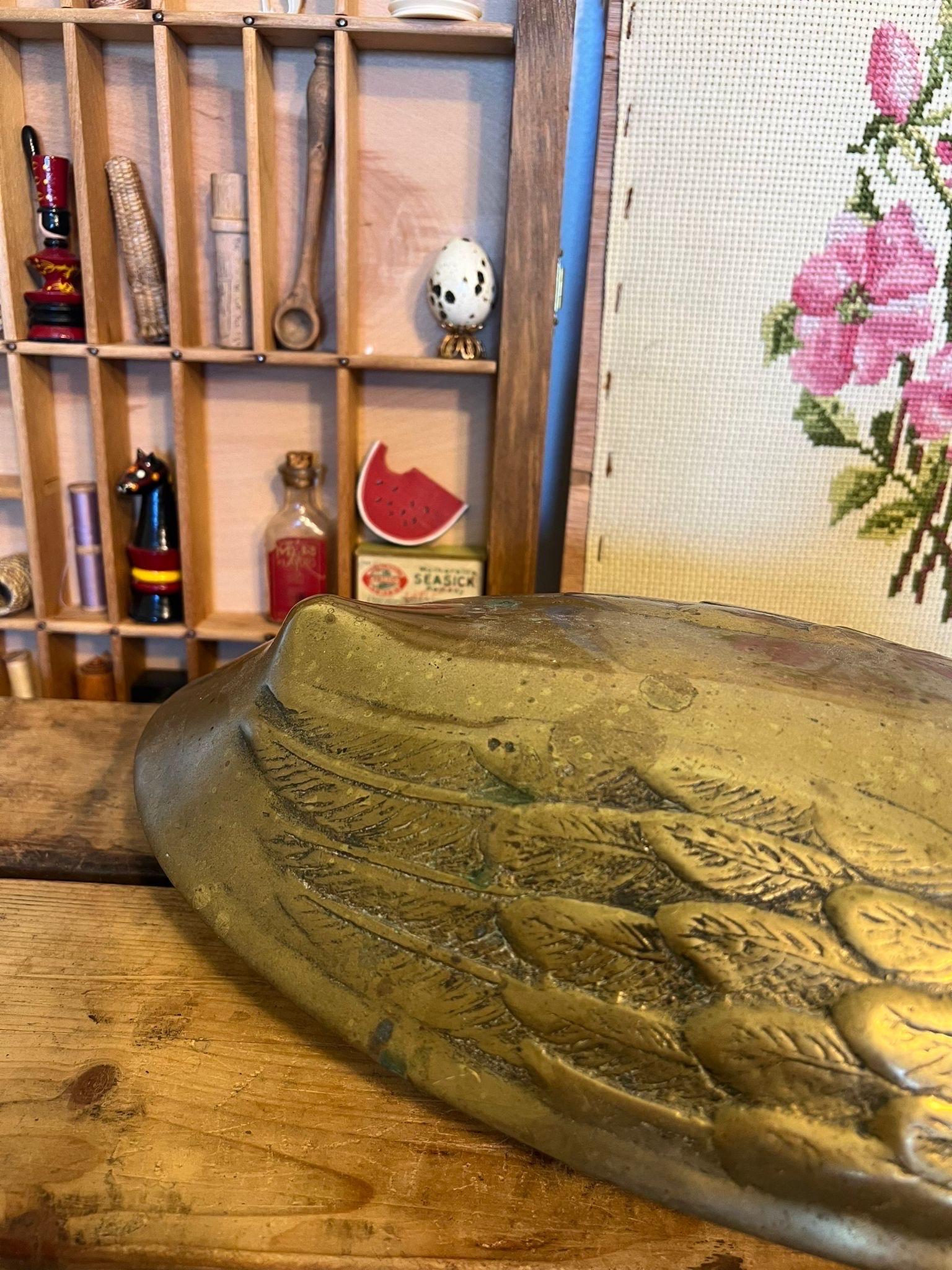 Late 20th Century vintage mid century modern style brass duck with lid and bowl For Sale