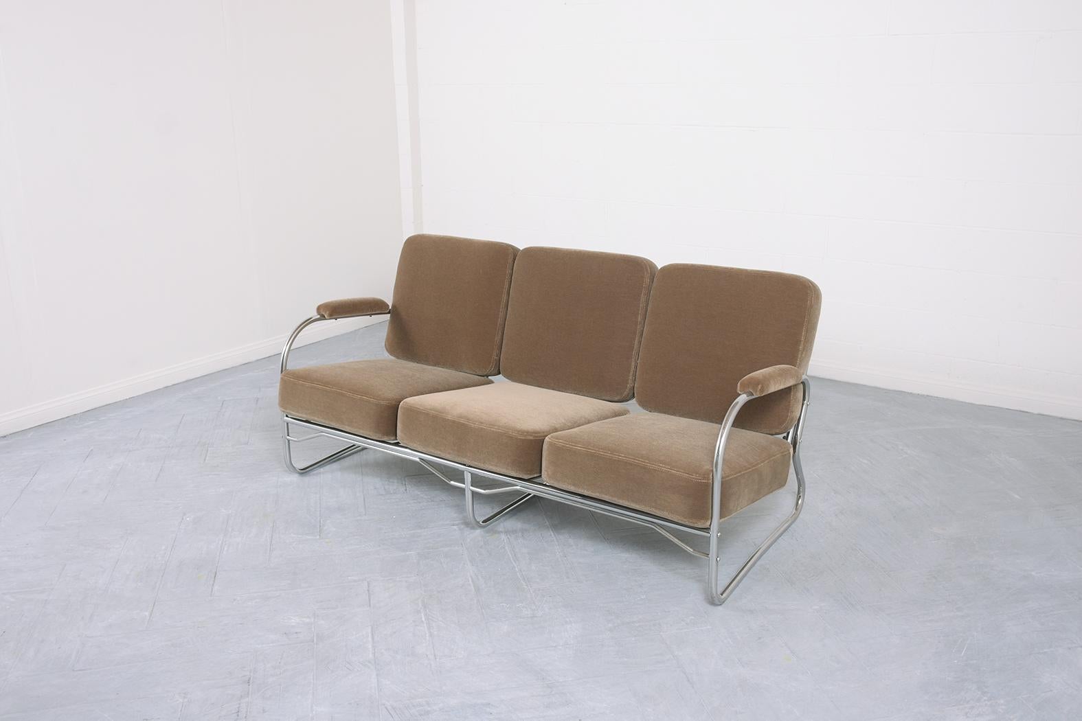 Mid-20th Century Mid-Century Modern Mohair Sofa