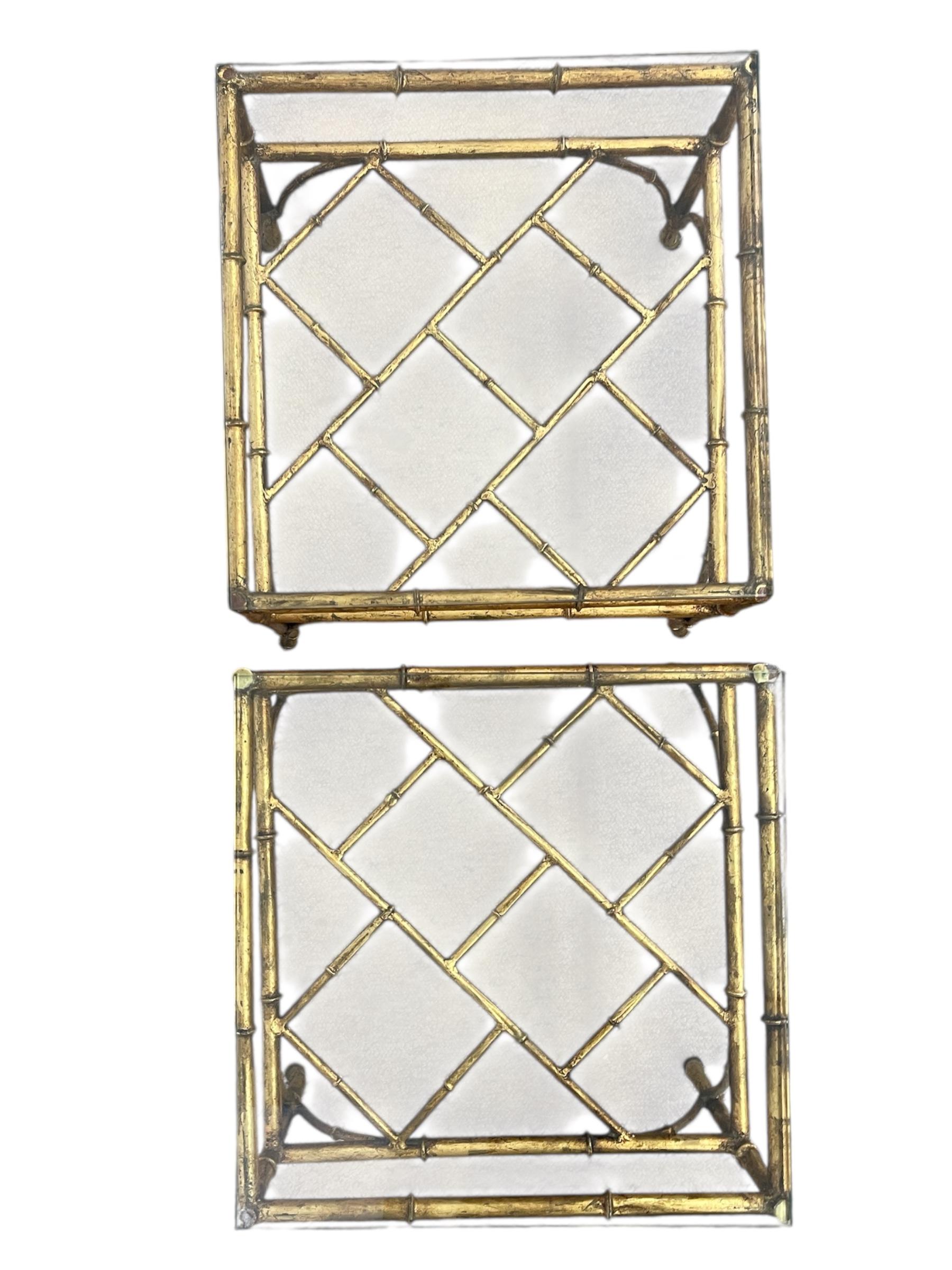 Conjunto de Mesas Auxiliares Vintage de Bambú Dorado de Estilo Moderno de Mediados de Siglo en venta 3