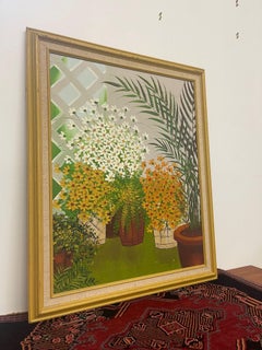 Vintage Mid Century Modern Style Framed Floral Painting