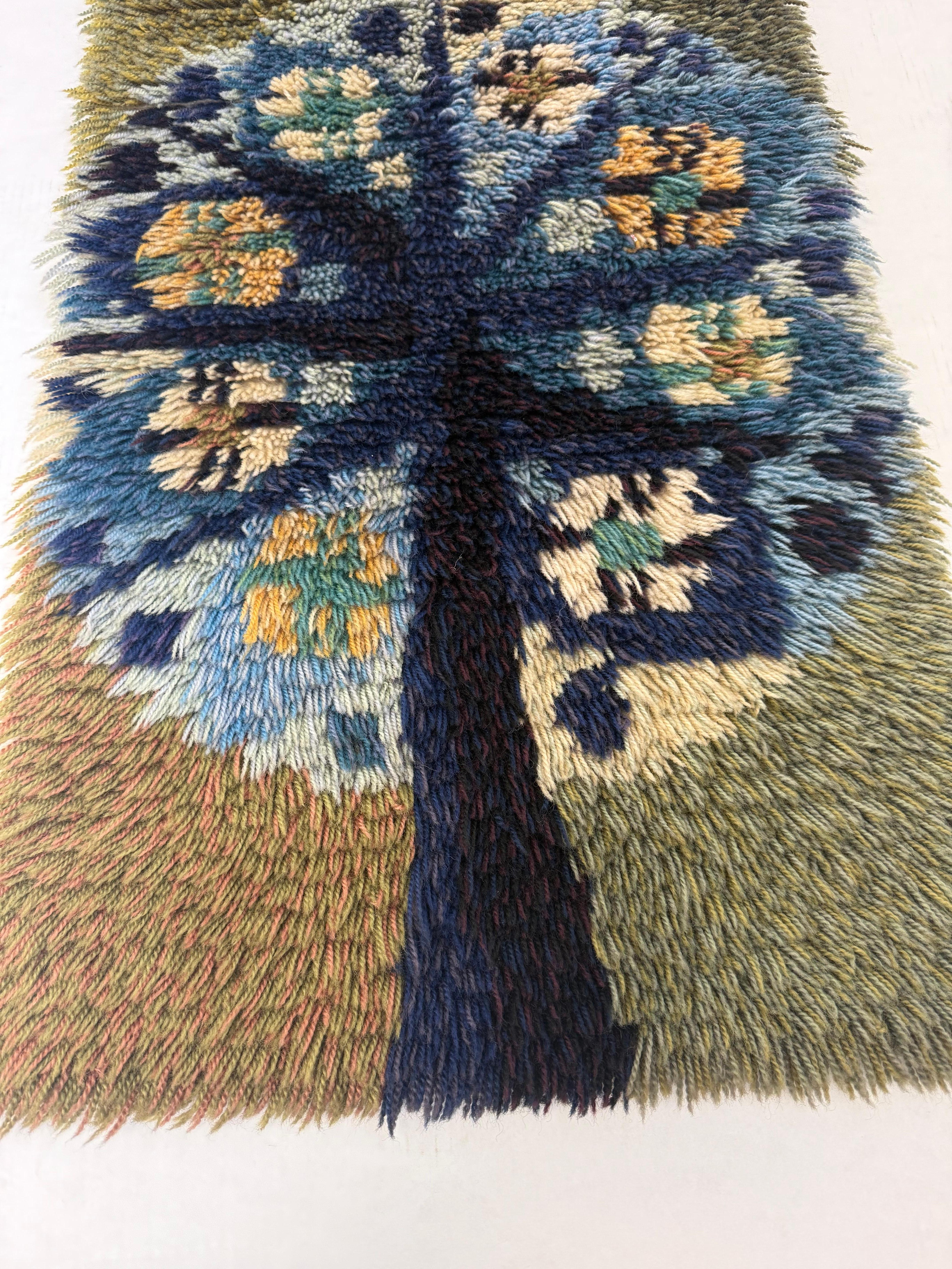 Vintage Mid Century Modern Style Handmade Wool Shag Wall Hanging Fiber Art (Mitte des 20. Jahrhunderts) im Angebot