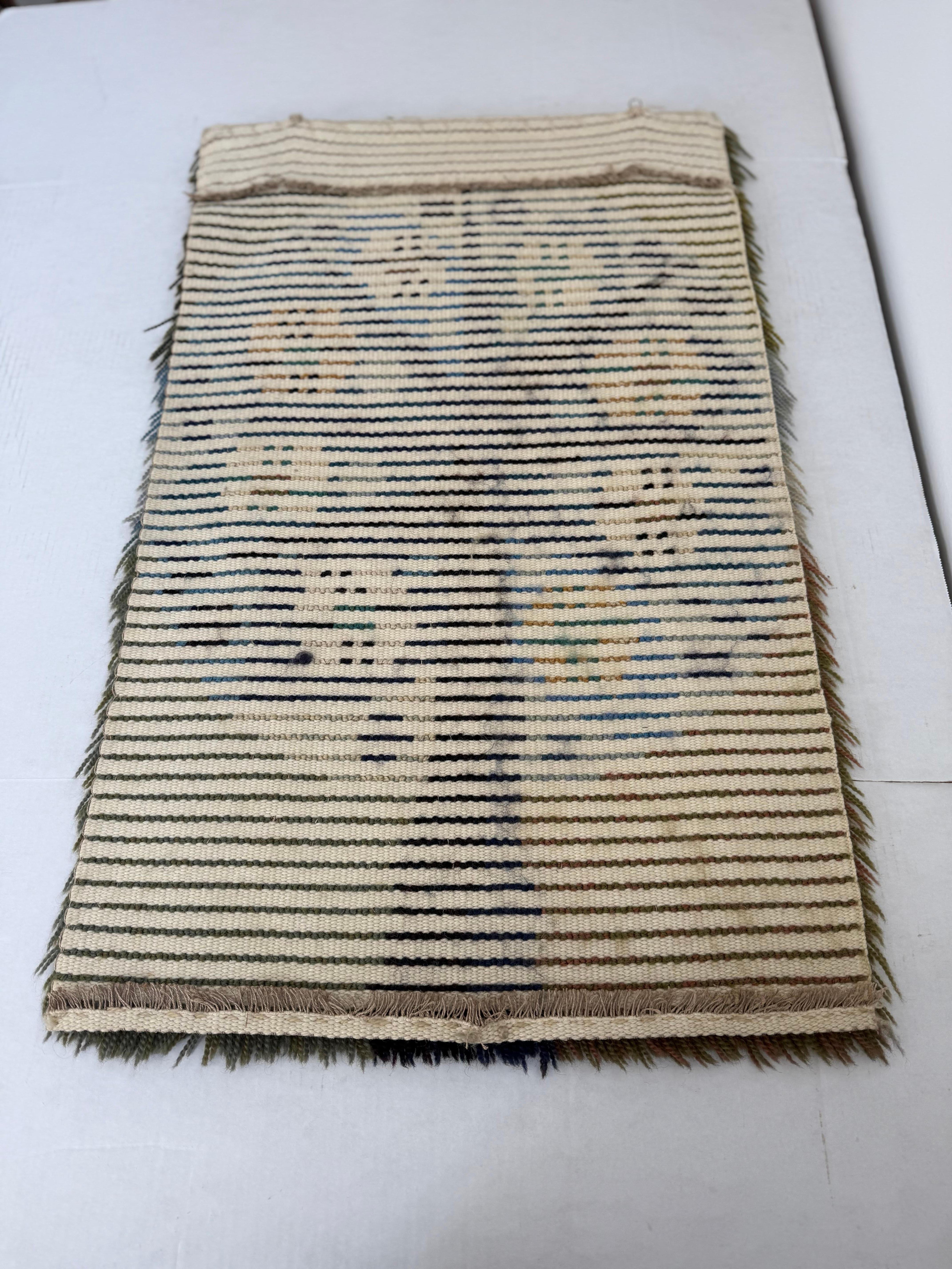 Vintage Mid Century Modern Style Handmade Wool Shag Wall Hanging Fiber Art im Angebot 3
