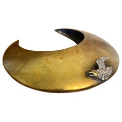 vintage mid century modern style hollow brass crescent moon hanging decor