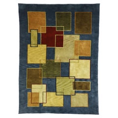 Vintage Mid-Century Modern Style Rug with Cubism and Bauhaus Design