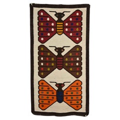 Vintage Mid Century Modern Style South American Butterfly Tapestry Wall Hanging