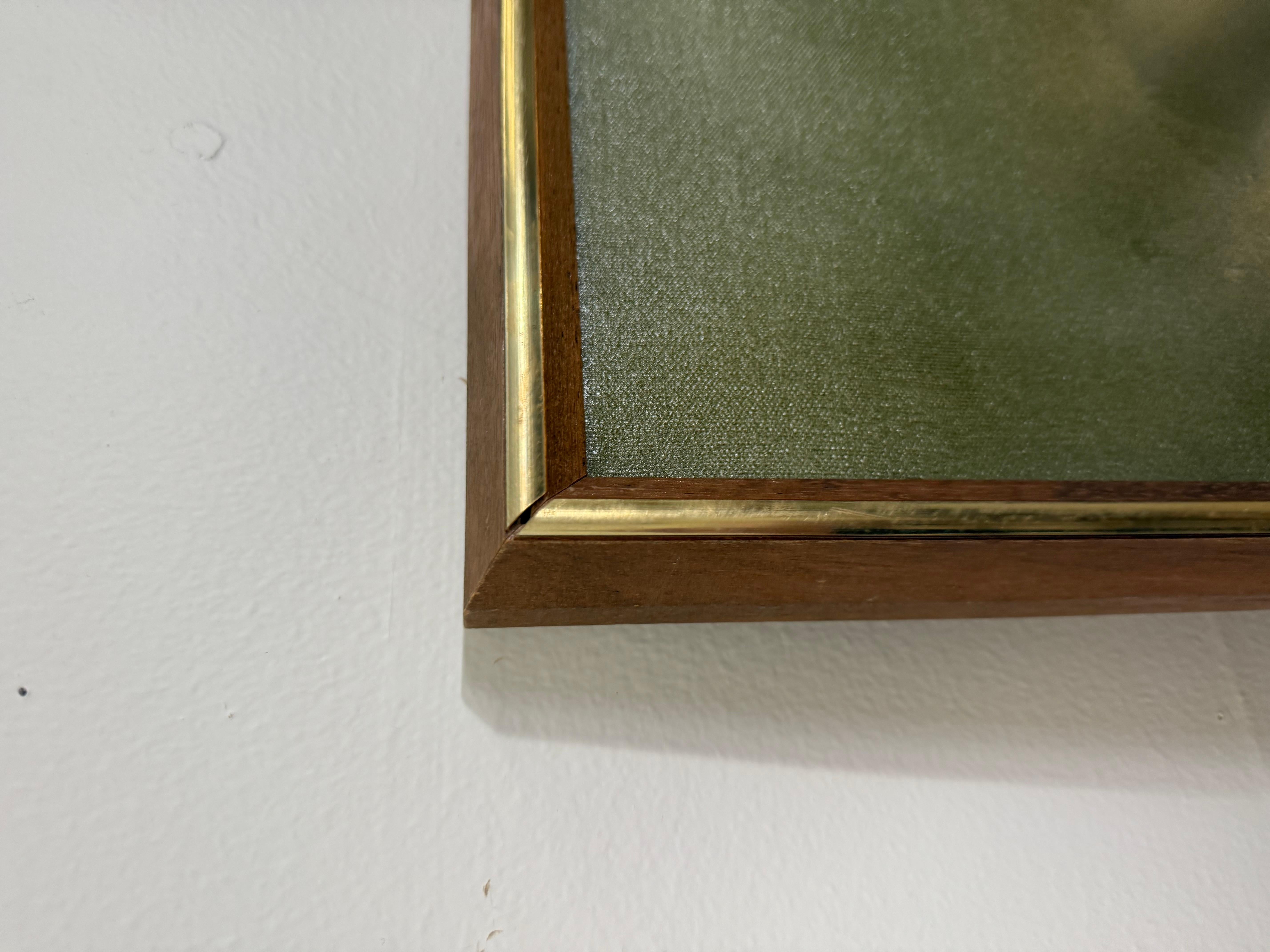 Metal vintage mid century modern style textured painting by Norway Artist Ivar Bruun For Sale