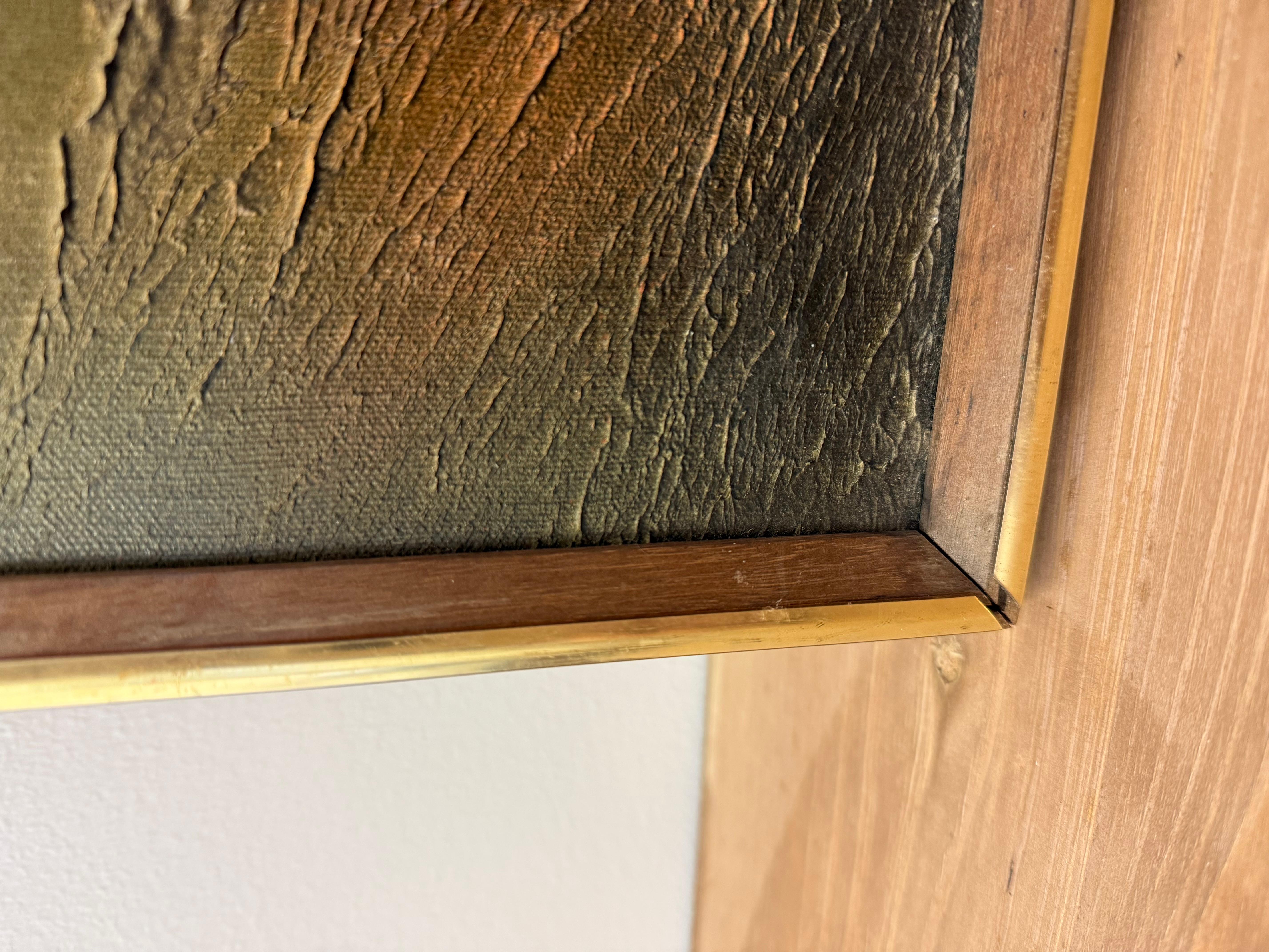 vintage mid century modern style textured painting by Norway Artist Ivar Bruun For Sale 2