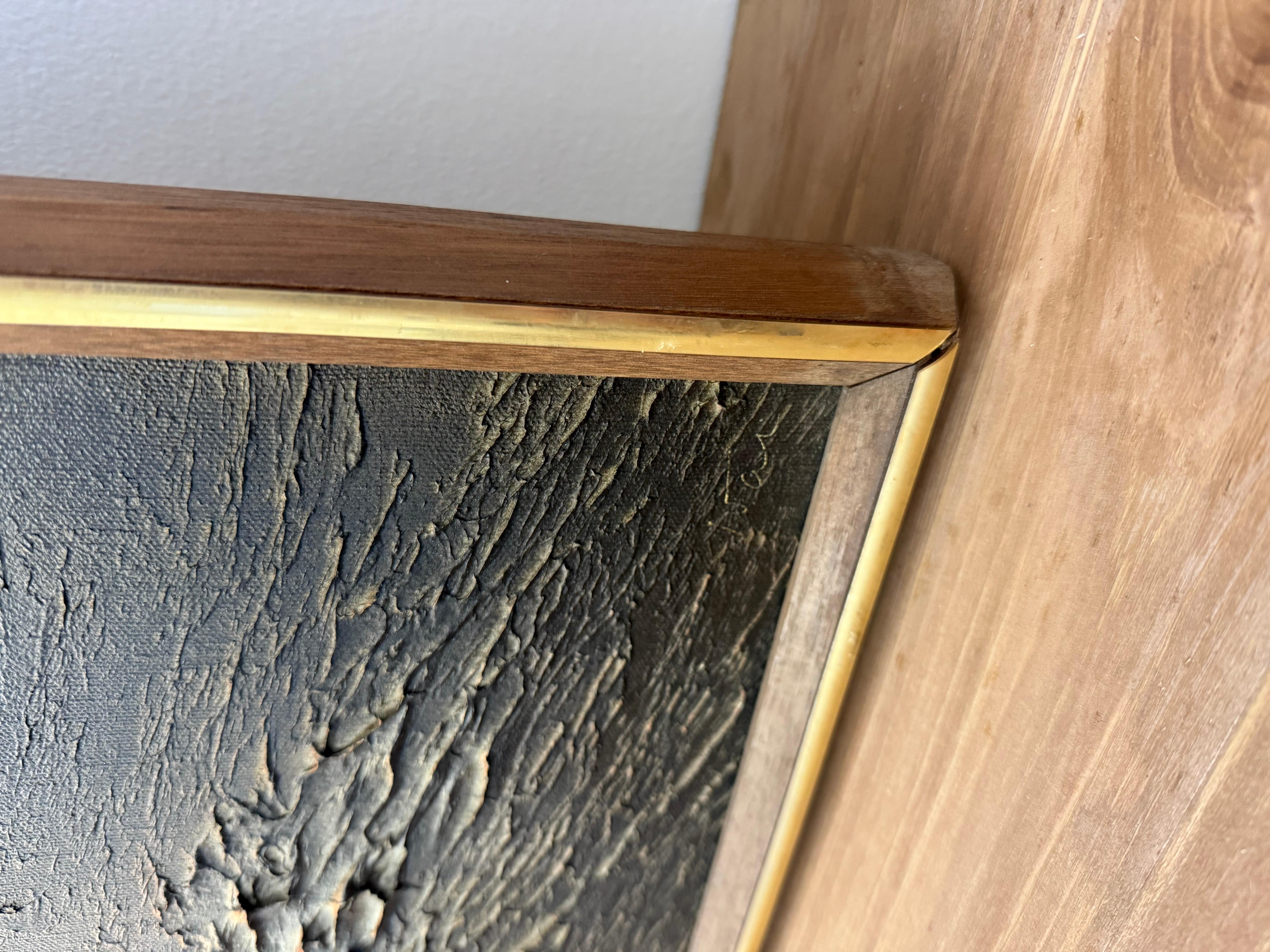 vintage mid century modern style textured painting by Norway Artist Ivar Bruun For Sale 3