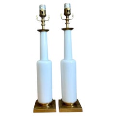 Lampes de table vintage en céramique blanche, style « Mid-Century Modern »