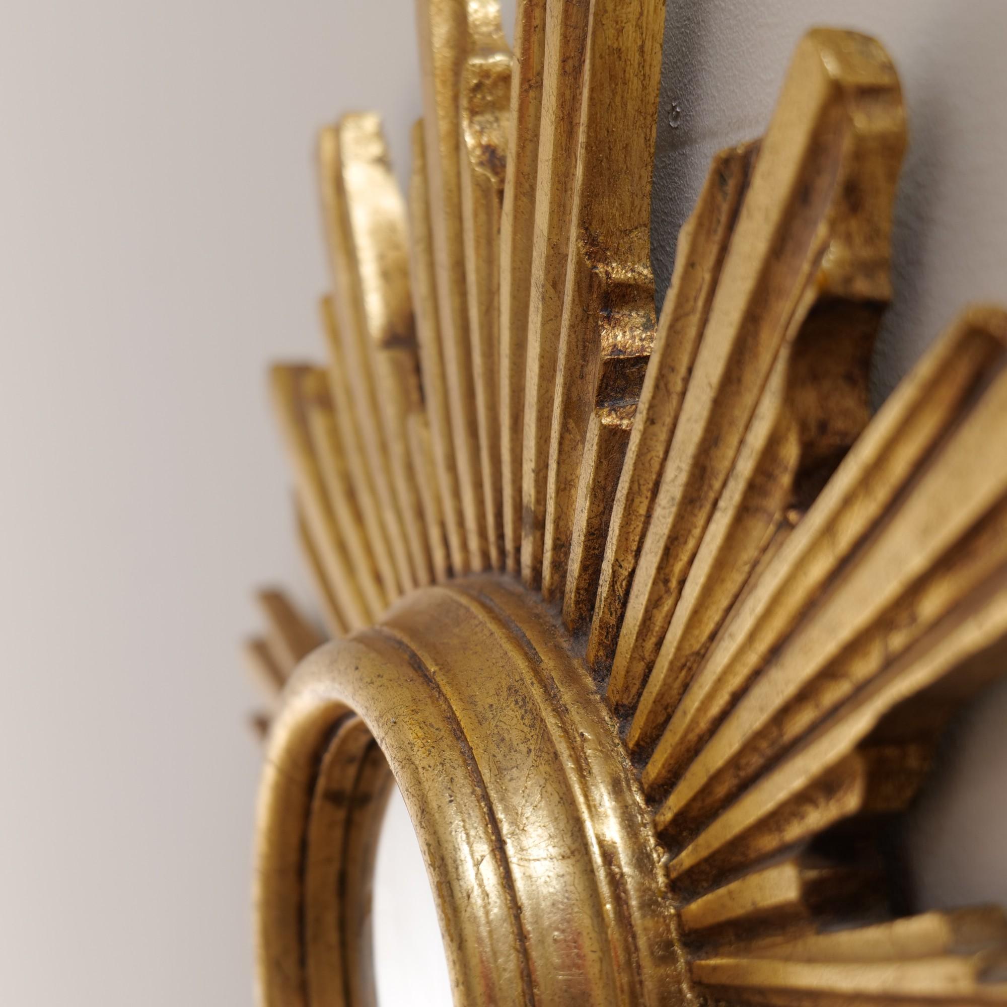 vintage mid century modern sunburst convex mirror - 1960s im Zustand „Gut“ im Angebot in Saarbrücken, DE