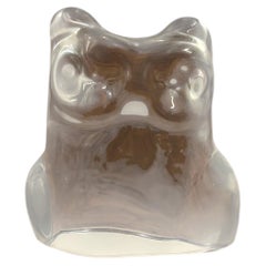 Vintage Mid-Century Modern Swedish Art Glass Owl Sculpture, Signed