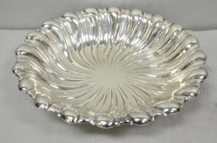 Vintage Mid Century Modern Swirl Pattern Silver Plated Centerpiece Fruit Bowl
