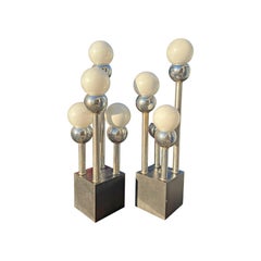 Vintage Mid Century Modern Table Lamps in Chrome Atomic Style - A Pair