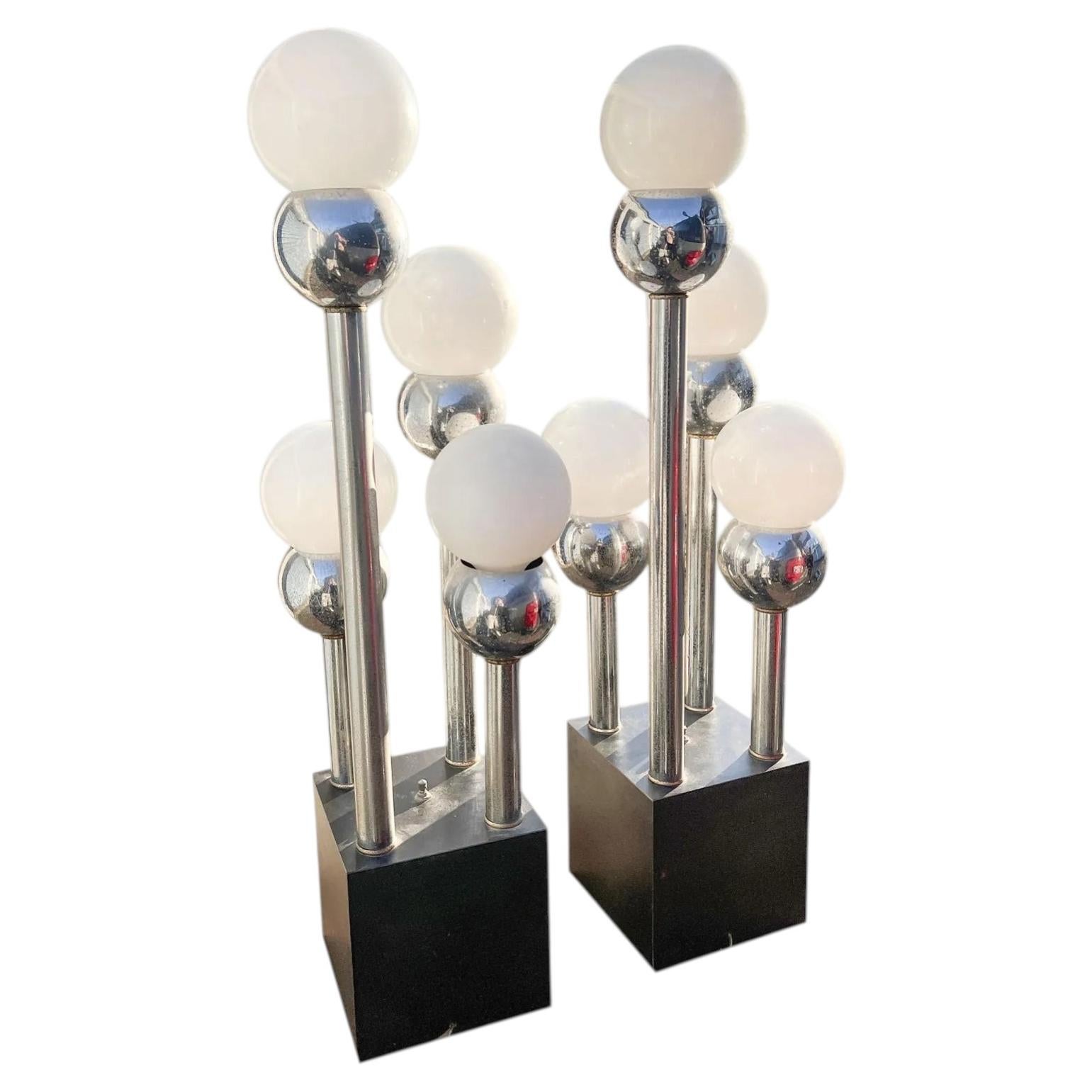 Vintage Mid Century Modern Tischlampen in Chrom Atomic Style - Ein Paar
