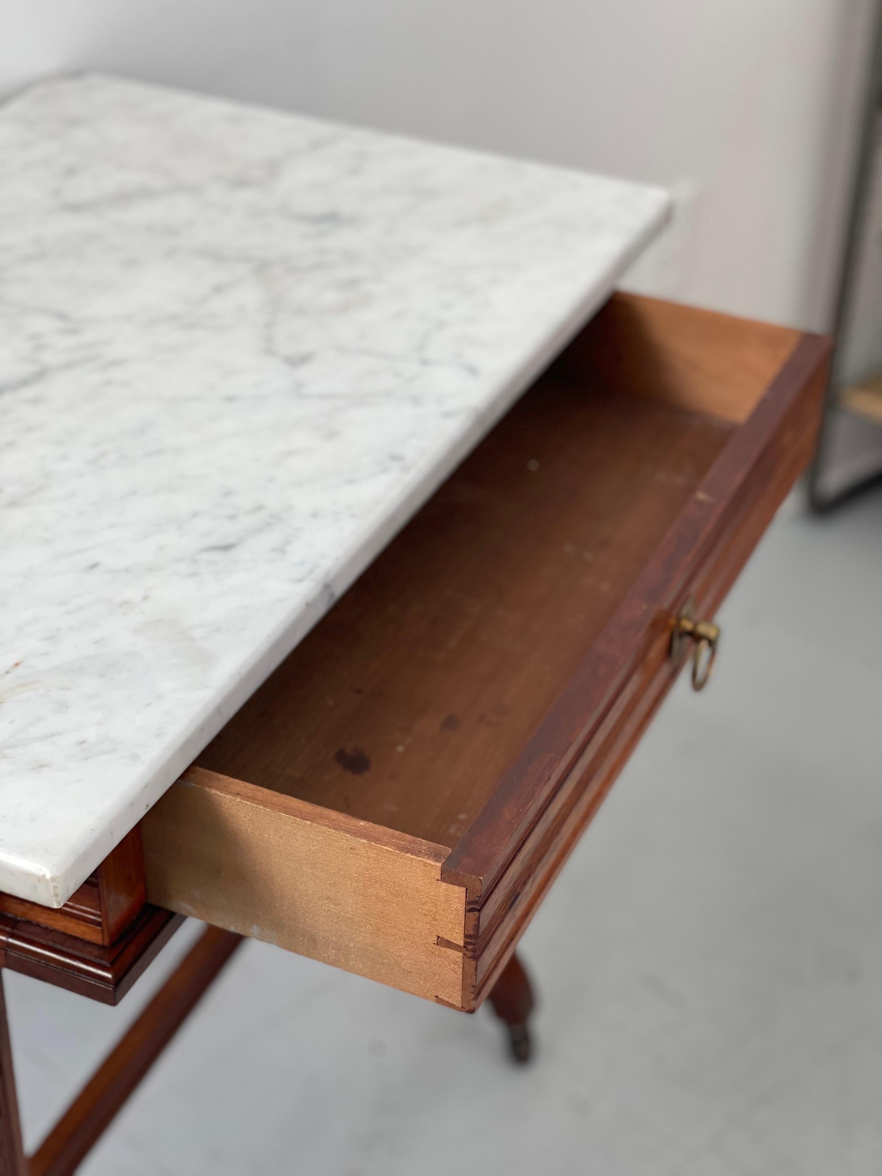 Vintage Mid-Century Modern Table with Marble Top In Good Condition In Seattle, WA