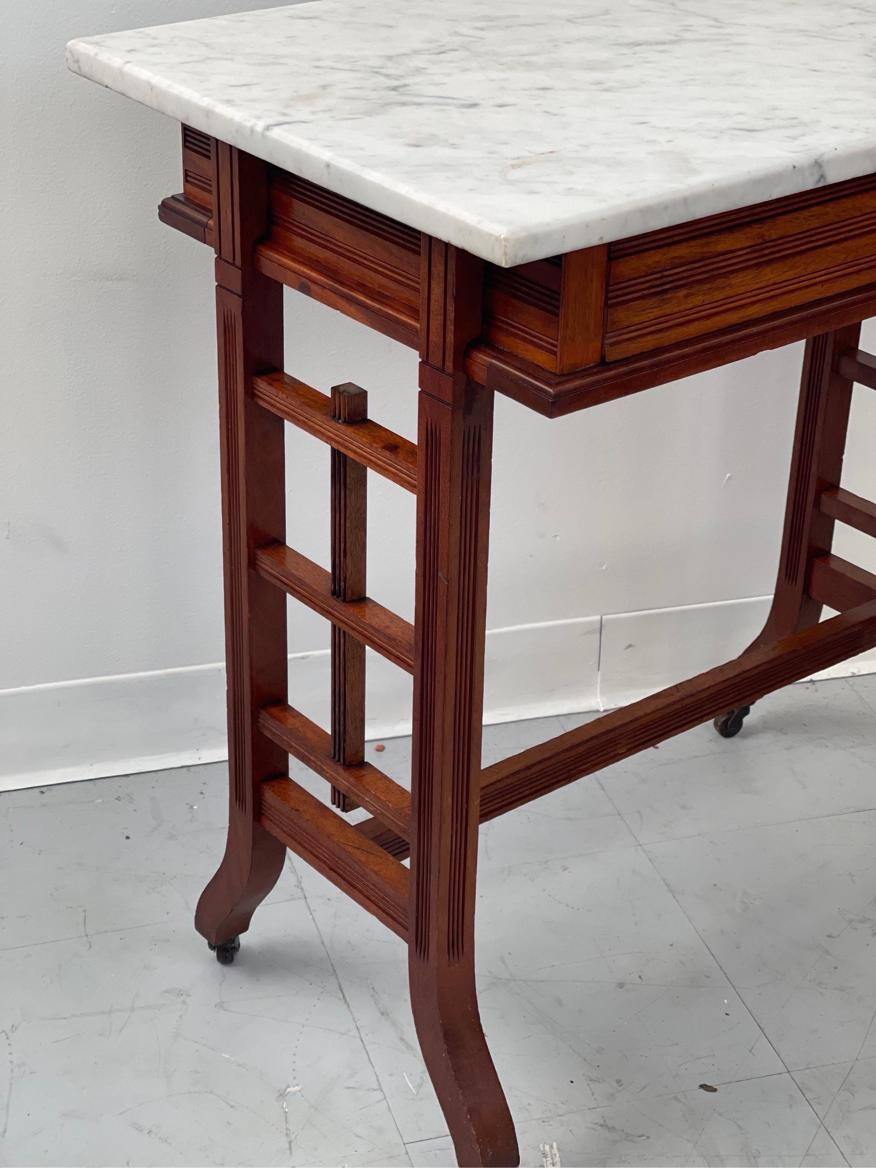 Late 20th Century Vintage Mid-Century Modern Table with Marble Top
