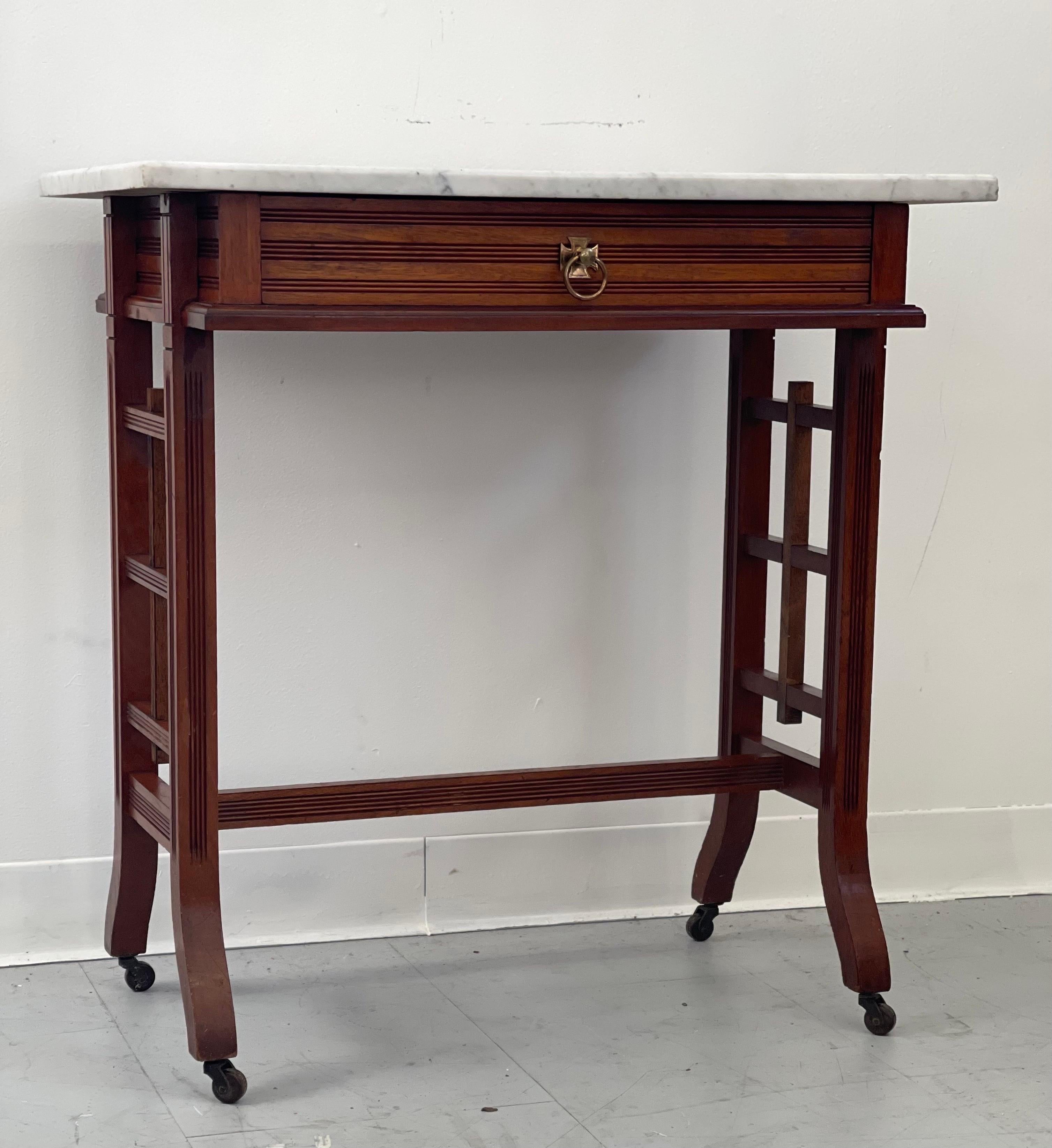 Vintage Mid-Century Modern Table with Marble Top 1