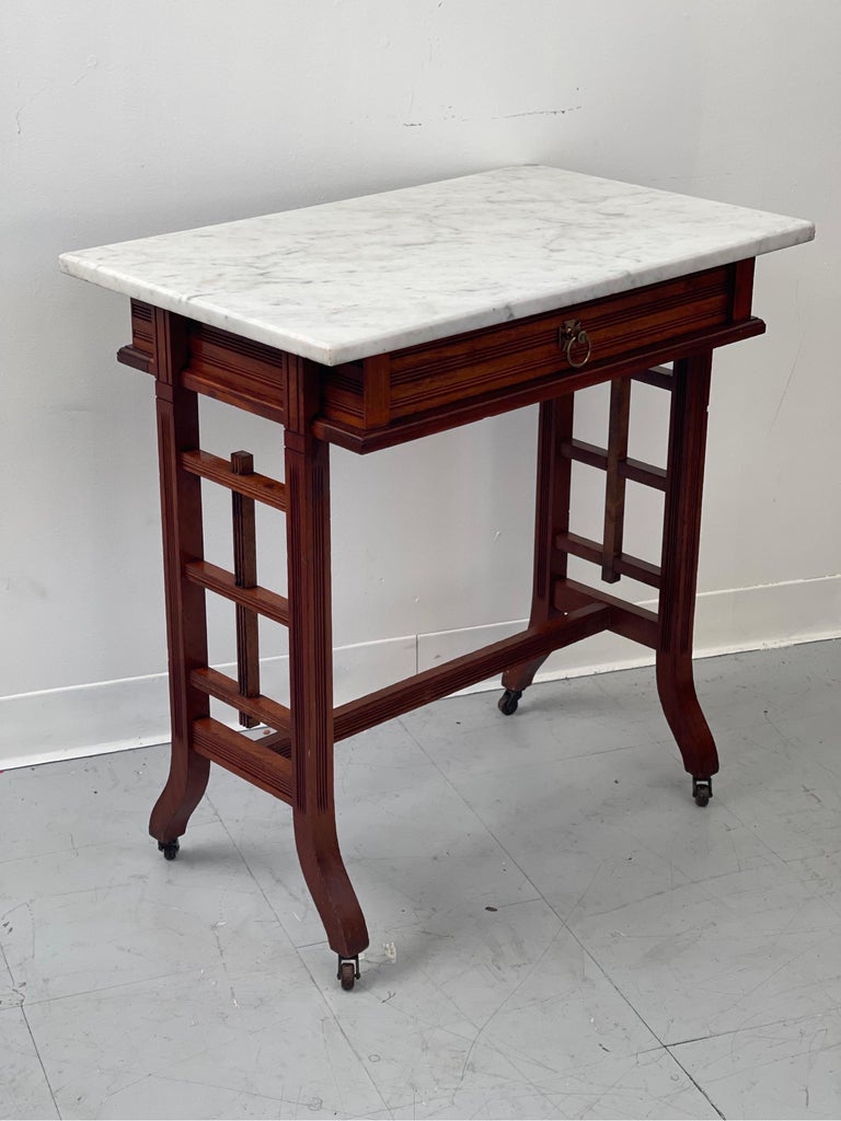 Vintage MidCentury Modern Table with Marble Top For Sale at 1stDibs