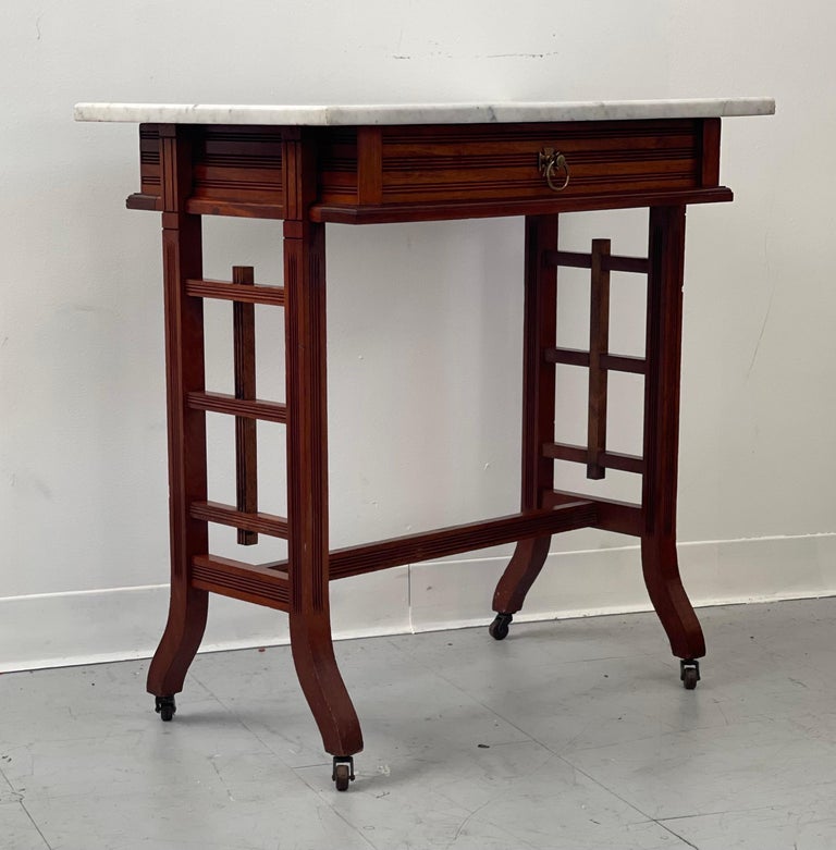 Vintage MidCentury Modern Table with Marble Top For Sale at 1stDibs