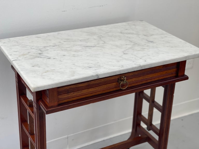 Vintage Mid-Century Modern Table with Marble Top For Sale at 1stDibs