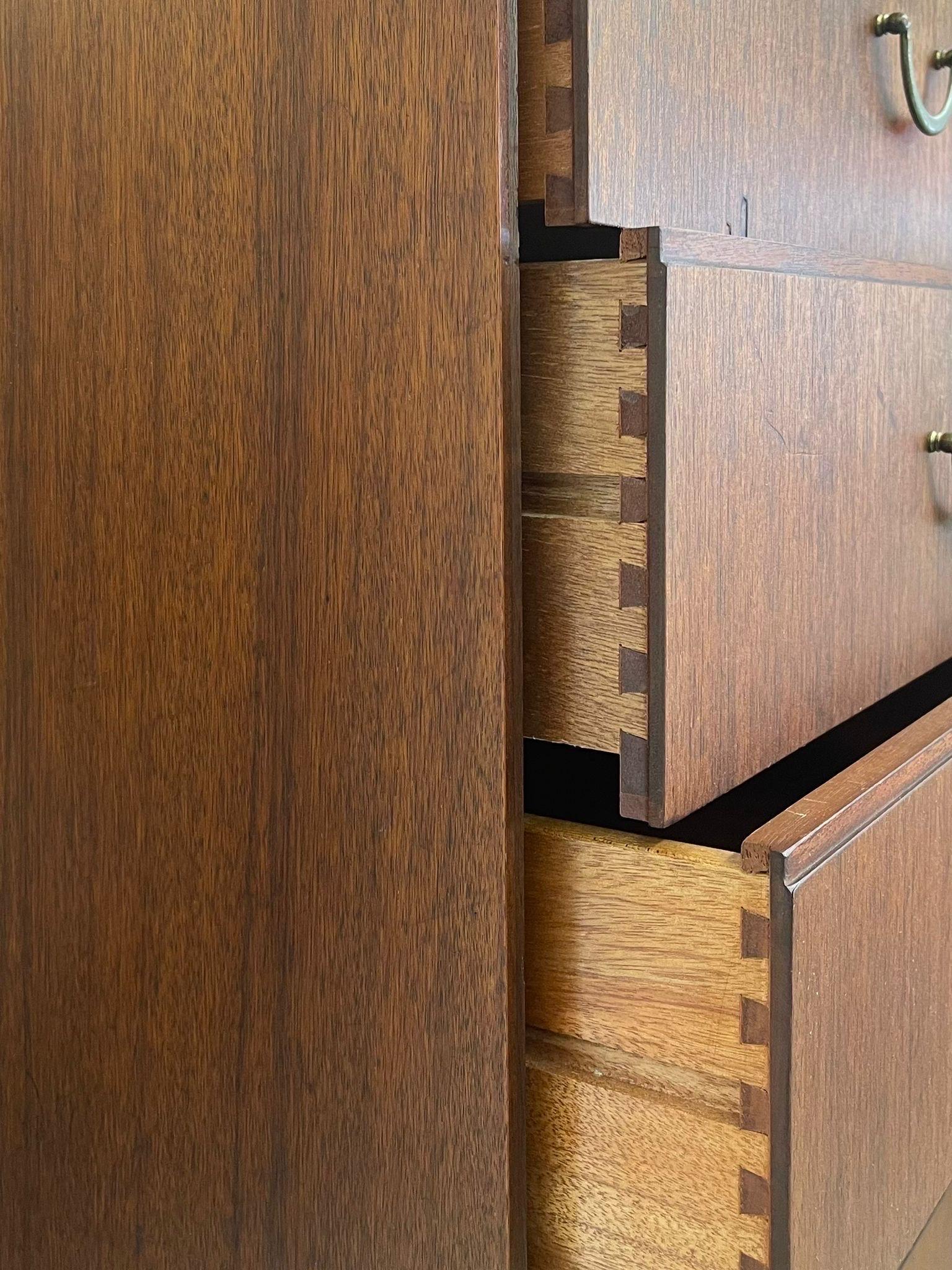 Mid-20th Century Vintage Mid Century Modern Tall Chest of Drawers Dresser by Meredew Uk Import. For Sale
